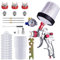 HVLP Spray Gun, Paint Sprayer with 10pcs 600ML Disposable Cups&Pressure Gauge, Car Spray Gun Kit with 3 Nozzles 1.4/1.7/2mm Nozzle Paint Mixing Quick Cup for home (Red)