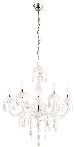 Kronleuchter Decken Hänge Leuchte Acryl Dekor Strahler weiß Luster Ess Zimmer Beleuchtung Chrom Lampe