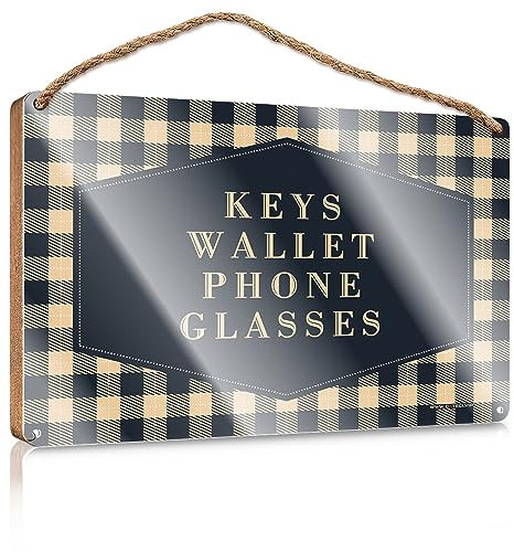 Kitchen Funny Sign Keys Wallet Phone Glasses Wooden Sign Door Decor Balcony Decor(20X30CM)