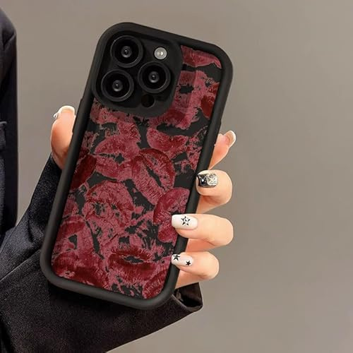 TRADAY Red Kiss Handyhülle kompatibel mit iPhone 15 Pro Y2K, süßes Lippenmuster für Mädchen und Frauen