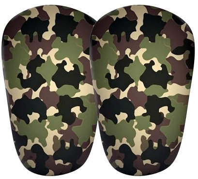 JDP Mini Schienbeinschoner, extra kleine Schienbeinschoner Fußball Herren, Anti-Rutsch Mini Schienbeinschoner Kinder Fussball, Fußball Schienbeinschoner klein 10x6 cm, Camouflage