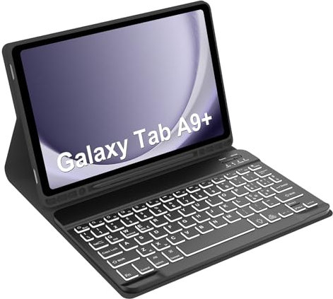 Occtingkind, Tastiera per Samsung Tab A9 Plus 11 pollici 2023, Cover con tastiera Samsung A9+, Custodia con Retroilluminata Rimovibile Bluetooth Keyboard per Tab A9Plus, Italiano, USB C, Blu scuro