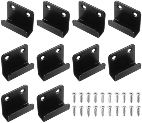 sourcing map 10 Pcs Stainless Steel Tile Hanger, Tile Display Wall Hanger Mounting Bracket Wall Mounted Hook Fastener Bracket for Mirrors Picture Frames, Black (Inner Width 10mm)