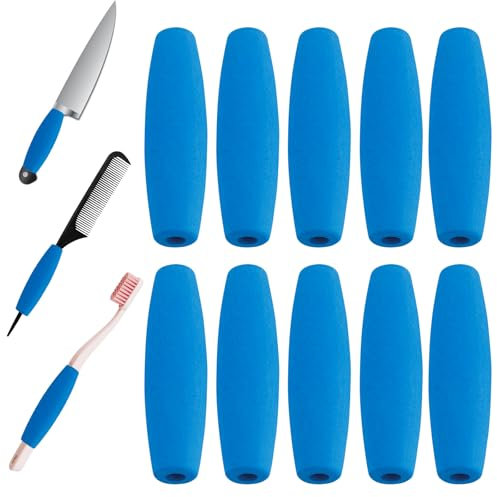 10 Stück Schaumstoff Griffschläuche, Adaptive Utensilien Griffschläuche, Schaumschlauch Utensilien Griff, Werkzeuge und Stifte Griffhilfe, für Senioren, Menschen mit Behinderung, Arthritis (Blau)