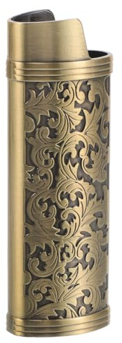 WRITWAA Vintage Lighter Case Protective Sleeve for Clipper Outdoor Portable Metal Cover with 3D Embossed Retro Design Anti-Loss Reusable Lighter Pouch