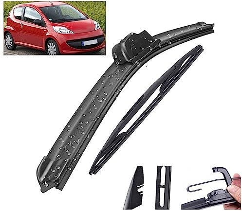 Lxtltsy Auto Scheibenwischer für Peugeot 107 2005–2014,Vorne + Hinten Wischer Klingen,Wischblatt Wischerblätter,hervorragende Sicht auf der Straße