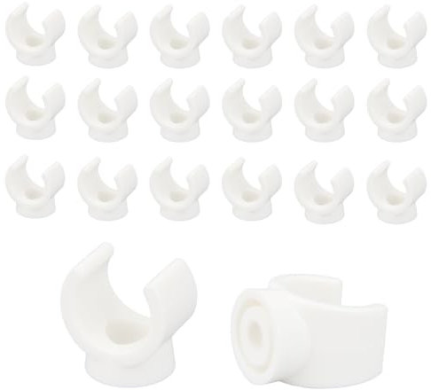 Abrazaderas para tubos, 20 unidades, fijación de tubos, 16 mm, color blanco, plástico PP, abrazaderas de tubo en U, aisladas, abrazaderas de pared, para tubos vacíos, para cocina, jardín, industria