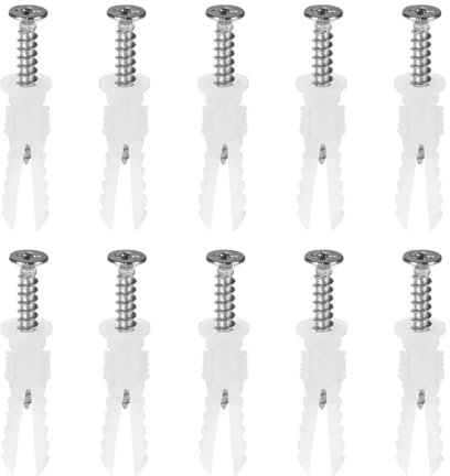 YKMYXZ Chevilles de Mur， Lot de 20 Chevilles d'expansion en Plastique Blanc (6 mm x 30 mm) avec vis for Mur, for la Maison, Le Jardin et Le Bricolage