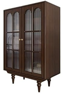 Retro Weinregal Kaffeebar Schrank mit Glastüren - Stilvolle Wohnzimmeraufbewahrung für Rotwein Likör & Spirituosen - Wandmontierte Vitrine für Hausbar