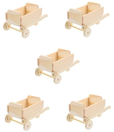Toddmomy 5 Pièces Modèle mini chariot artisanat décoration petit Poupée transpalette manuel chariot miniature chariot artisanal avec roues mini chariot à jouets chariot modèle Bois