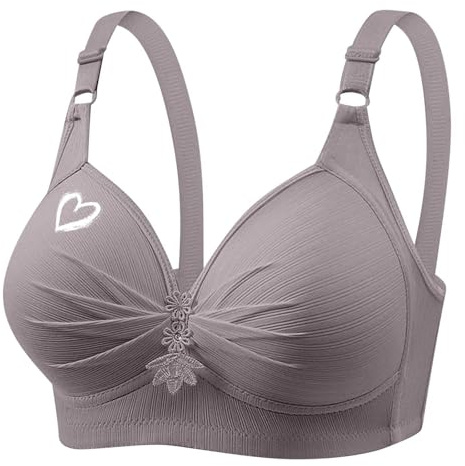 HAOLEI Plus Size Bras for Women Full Coverage Non Wired Push Up Everyday Bra for Large Breasts No Underwire Support Bralettes Ladies Wireless Wide Straps Stretch Comfort Underwear Padded Bra