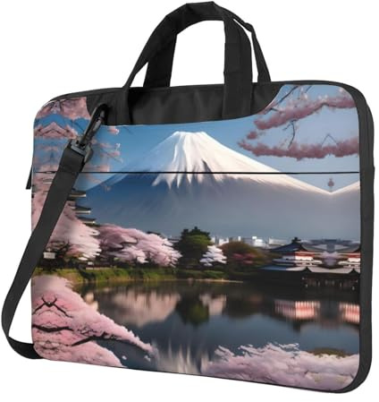 WXCJWD Mt. Fuji im Frühjahr Laptop und Tablet, schlankes Design, strapazierfähiger und wasserabweisender Stoff, Business Casual, Schwarz , 15.6 inch