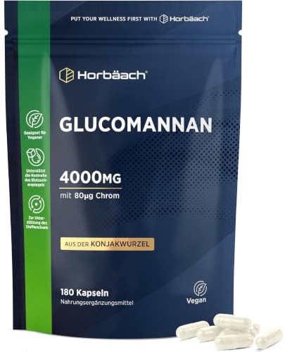 Glucomannane 4,000mg | Issues de la Racine de Konjac | 180 Pièces Véganes | 100% Pur | Horbaach