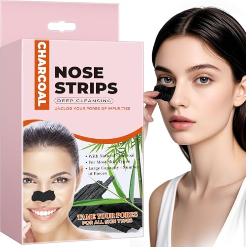 Blackhead Remover Strips,80 Pcs Charcoa Deep Cleansing Nose Pore Strips Blackhead Face Blackhead Remover Suitable for All Skin Types Effective for Men and Women (Black)