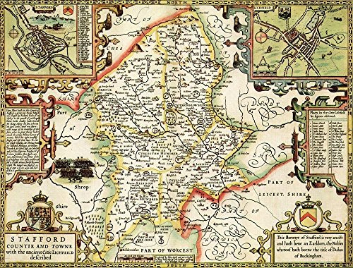 Ryco Originals STAF1 Staffordshire Historical Map 1000 Piece Jigsaw Puzzle (1610). Free Print