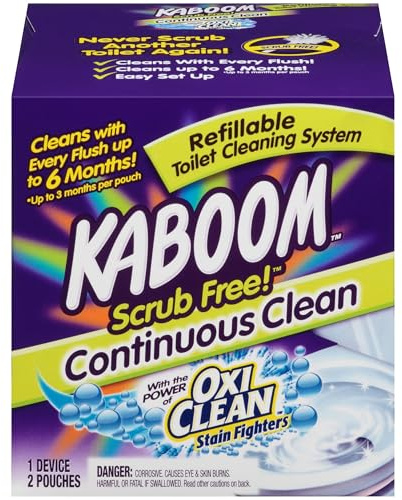 Kaboom Scrub Free Système de nettoyage pour cuvette de toilette avec 2 recharges