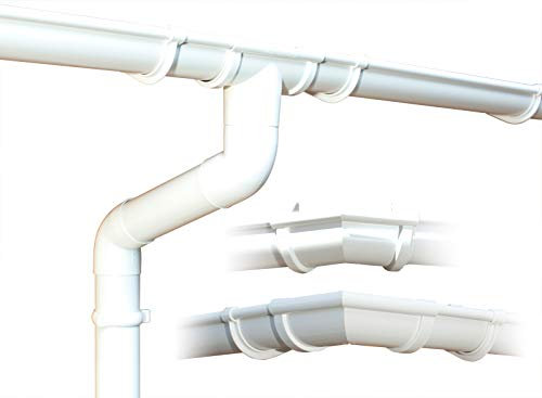 Kit gouttière PVC pour cinq versants | GD16 | en 4 couleurs! Idéal pour abri ou chalet de jardin ! (Kit complet circonférence jusqu'à 12.25 m, Blanc)