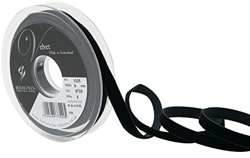 Berisfords Velvet Ribbon Black 15mm - Nylon Craft Ribbon for Sewing, Gift Wrapping and Hair Accessories