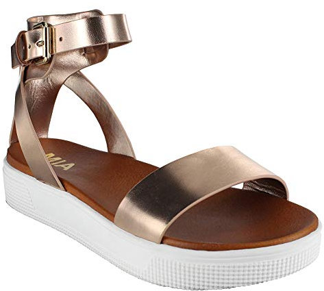 MIA Women's Ellen Flat Sandal, Rose Gold, 4.5 UK