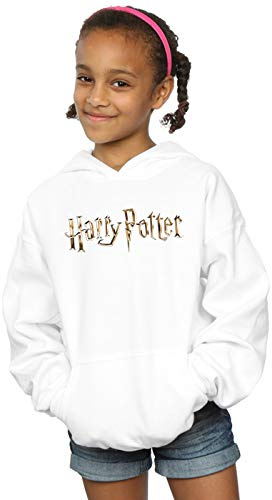 Harry Potter Girls Full Colour Logo Hoodie White 9-11 Years