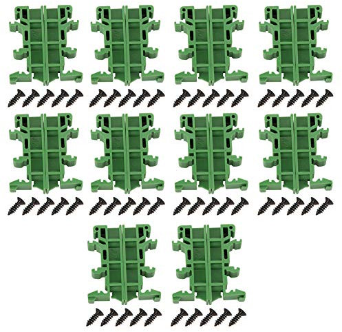 10pcs Hutschiene PCB DIN, Befestigungsteile Klammern und Verbindungsplatten C45 Schiene Adapter Platine Halterung Halter Träger, 35mm hutschiene (grün)