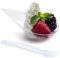 DLux 100 4-in Tear Drop Mini Appetizer Plates with Forks, re-usable Clear Plastic Spoons - Desserts and Appetizers Dishes Serving Plate - Asian Spoon Set, Small Catering Dessert Tasting Cups