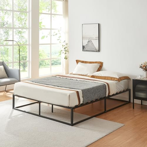 [en.casa] Metallbett Kreta 160x200cm Schwarz auf Stahlrahmen mit Lattenrost Bettgestell Design Doppelbett Ehebett Schlafzimmer