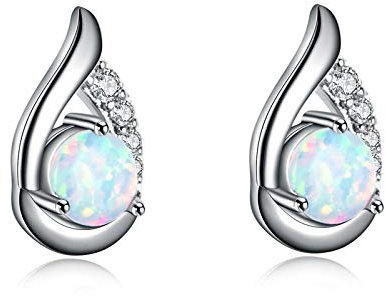 AdronQ Ohrringe Ohrstecker Ohrhänger 925 Silber Schwarz Roségold Gefüllte AAA Zirkon Schmuck Mystic White Fire Opal Ohrstecker Für Frauen
