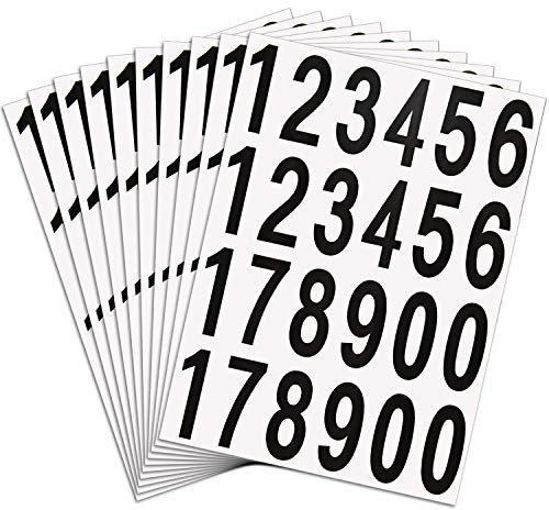 Outus 240 Pieces 10 Sheets Numbers Stickers Mailbox Numbers Self Adhesive Vinyl Numbers for Residence and Mailbox Signs (2 Inch, Black on White)