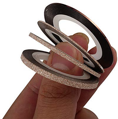Wakind Nail Striping Tape 4 Rolls Striping Decals Foil Tips Tape Line Matte Effect Glitter 1mm 2mm 3mm Nail Tape Stickers Styling Strips for DIY Nail ArtL8