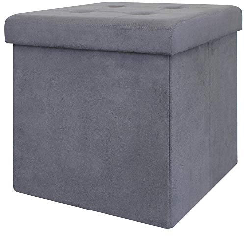 NAWA Home & Work - Quadratischer Sitzsack mit Deckel | Kunstleder | 40 Liter Stauraum | Bequem & Robust | Ideal für Wohnzimmer, Schlafzimmer, Home-Office | Faltbar, Dunkelgrau