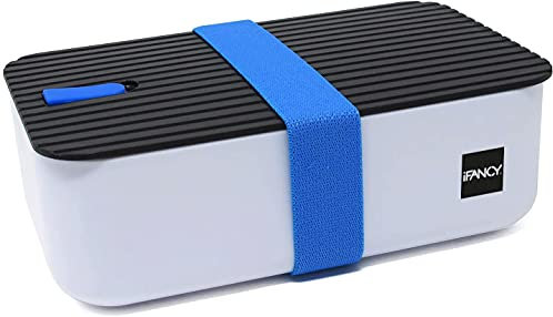 ifancy LUNCHBOX TASTY – Bento Lunch Box 1000 ml – Étanche et étanche pour enfants et adultes – Bureau et école – Sans BPA – Boîte à pain pour lave-vaisselle, micro-ondes et congélateur (bleu)