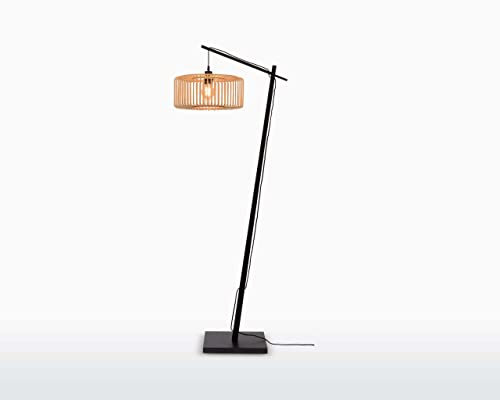 GOOD&MOJO Stehleuchte Bromo - Bambus Schwarz/Natürlich - 68x40x176cm - Rund - Bamboo - Stehlampe Wohnzimmer & Schlafzimmer - Stehlampe modern