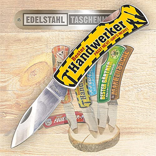 Taschenmesser Klappmesser - Bester Handwerker, Passt nicht gibt’s nicht - Edelstahl Klinge | Geschenkidee Geschenk für Männer | Outdoor Messer