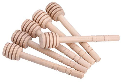 Tyenaza 50 Pezzi Mestolo di Miele in Legno, Mini Bastoncini di Miele di Legno con Scanalature Profonde Manico Lungo per Mescolare il Gocciolatore per Miele che Eroga Sciroppo di Marmellata (8cm)