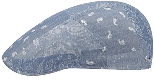 Stetson Waterdrop Flatcap - Mütze aus Baumwolle & Leinen - Schiebermütze mit UV-Schutz 40 - Made in The EU - Damen - Frühjahr/Sommer blau S (54-55 cm)