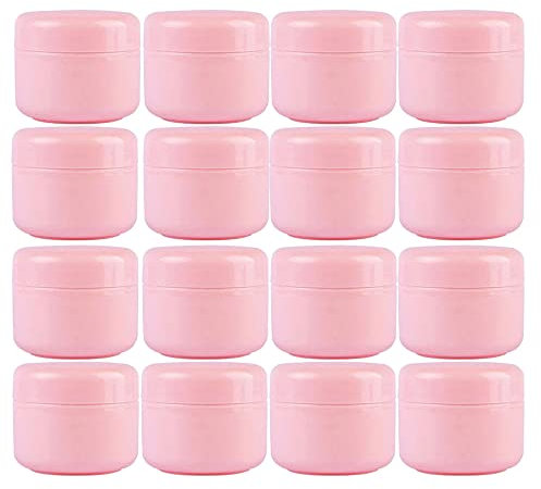 Lot de 30 pots ronds en plastique rose avec couvercles de 30 ml