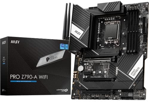 MSI PRO Z790-A WIFI Motherboard ATX - Supports Intel Core 12/13th Gen Processors, LGA 1700, DDR5 Boost (7200+MHz/OC), 1 x PCIe 5.0 x16, 1 x PCIe 4.0 x16, 4 x M.2 Gen4, 2.5Gbps LAN, Wi-Fi 6E