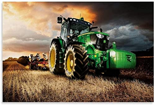 HMXQLW Traktor Bilder Retro Auto Leinwandbilder Abstrakte Moderne Traktor Poster für Wohnzimmer Schlafzimmer Dekoration Kunst Malerei Kein Rahmen (60X90CM,A)