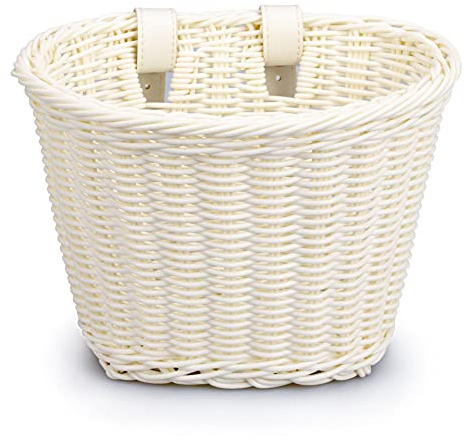 NUACOS Fahrradkorb Vorne Rattan, Dekorations Fahrradkorb für Kinder, Vorderer Lenker Aufbewahrungskorb, Korb für Kinderfahrrad Dekorativ, Abnehmbar