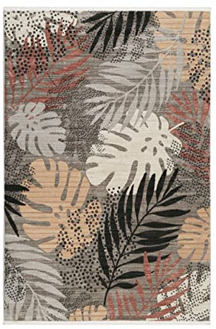 Wecon Home Moderner Esprit Kurzflor Teppich für Wohnzimmer, Schlafzimmer und Kinderzimmer - Florence (160 x 225 cm, grau beige rot)