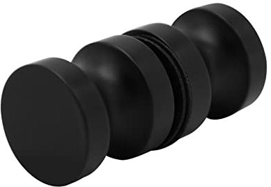 CKB Badezimmer Dusche Glas Rund Doppelseitiger Türknauf Mattschwarz mit massivem 304 Edelstahl Türgriff Zug für Badezimmer Schloss Hardware