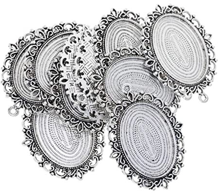 20 Stück ovale Anhänger-Lünette Anhänger Rohlinge Einstellungen passend für 30 x 40 mm Cabochon-Sockelfassung, blanko Lünettenrahmen.