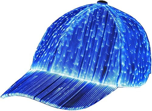 BestAlice Gorra de fibra óptica LED con 11 colores luminosos LED sombreros de béisbol con carga USB para fiesta club blanco, blanco, Talla única