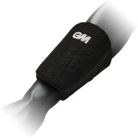 Gunn & Moore GM Cricket-Schutz-Handgelenkschutz, Harte Außenschale mit hochdichtem, sockenabsorbierendem Schaumstoff, vorgeformte Form für Komfort, weiches Frottee-Schweißband, schwarz, Erwachsene,