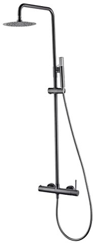 MICE - Columna de ducha con monomando integrado de acero inoxidable - rociador extraplano - Griferia baño color Black Gun Metal