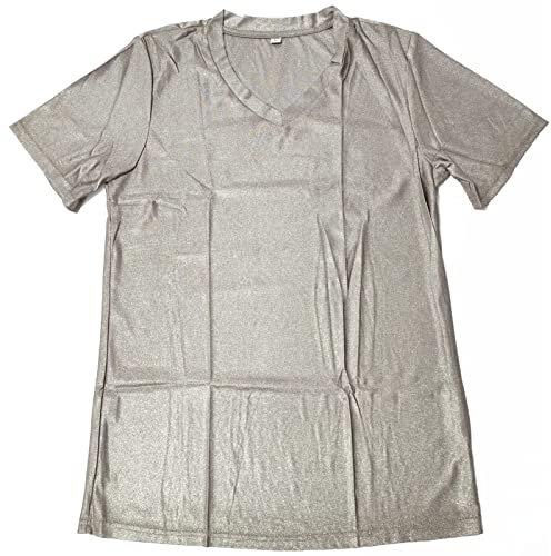 SZYDM 5G / EMF Anti-Strahlung Herren T-Shirts, WiFi/RF Strahlungsschutz Kurzarm-Hemden, Mikrowellenstrahlung blockierende Dehnbare Tops,Silber,3XL