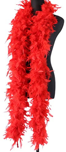 Federboa, Erwachsene, Unisex, bunte Federboa, Kostümzubehör, superweich, flauschig, Hochzeit, Karneval, Dekorationen der 1920er-Jahre, Burlesque-Federn (A Rot)
