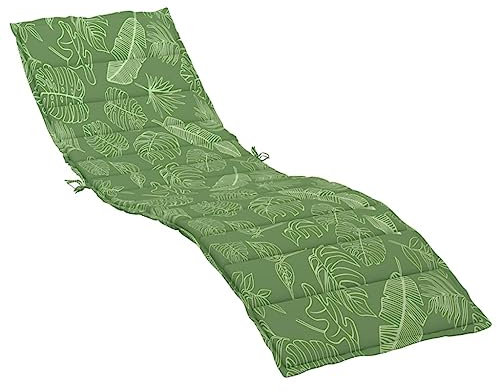 vidaXL Coussin de Chaise Longue, Matelas de Bain de Soleil Anti-Glissement, Décoration Jardin Terrasse Patio, Motif de Feuilles Tissu Oxford