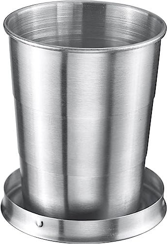 Westmark Gobelet Revivo - Tasse de camping pratique en plein air, idéale pour les boissons chaudes et froides, gobelet pliable avec crochet de fixation - 150 ml, acier inoxydable, inoxydable